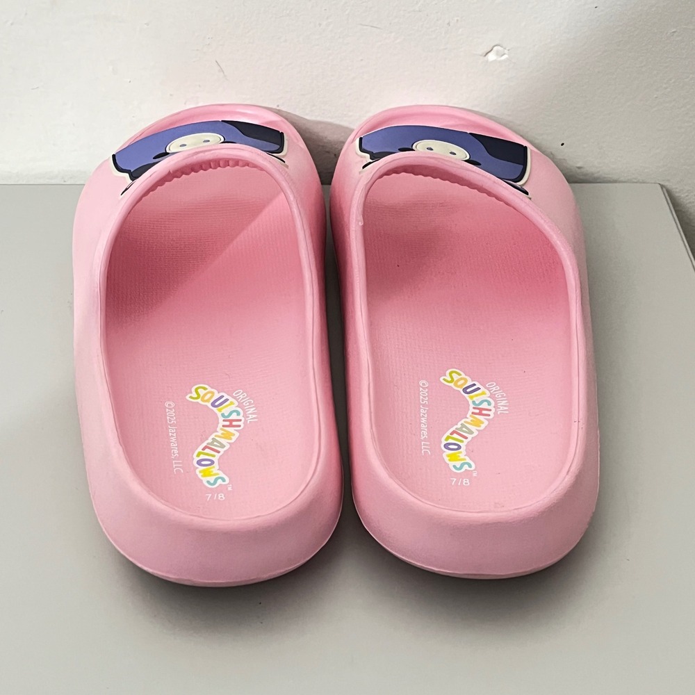 Squishmallows Slide Sandals Women Size 7/8‎ Pink Blue Cow Character Foam Slip On - Picture 4 of 6